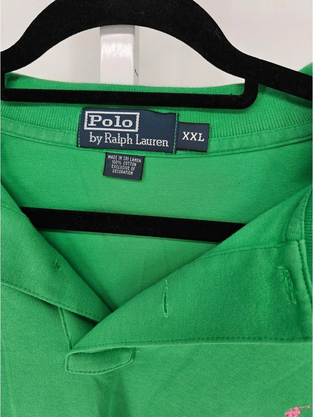 Polo Ralph Lauren Mens Sz XXL Short Sleeve Polo Shirt Green w/ Pink Pony